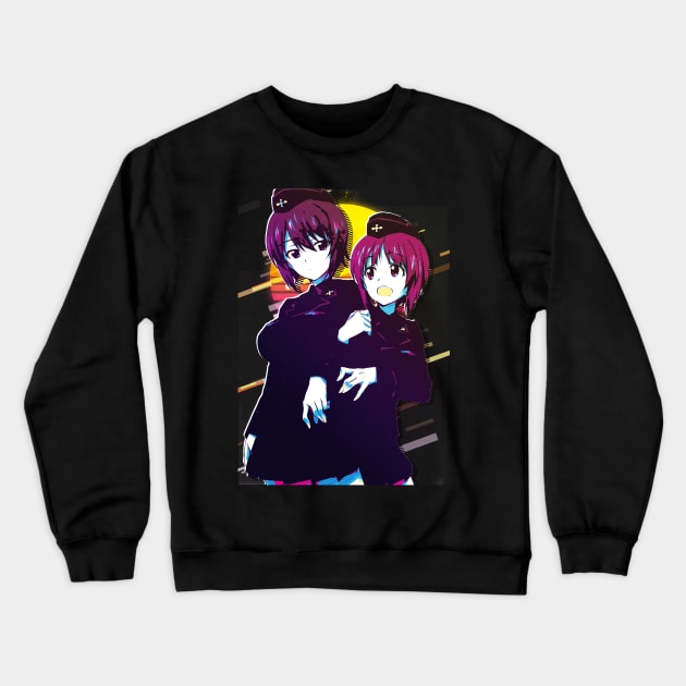 Girls und Panzer - Maho Nishizumi and Miho Nishizumi Crewneck Sweatshirt by 80sRetro